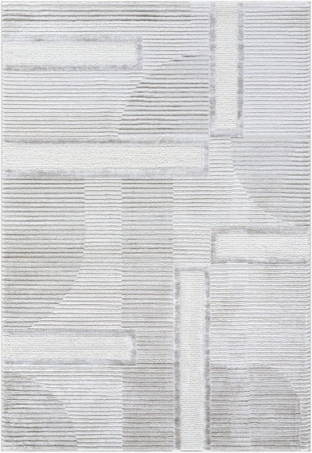 Livabliss Wolly Art Deco Geometric Machine Woven Area Rug Polypropylene Blend for Living Rooms Ivory, White 5'3" x 7' WOY2300-537