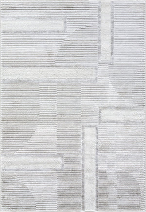 Livabliss Wolly Art Deco Geometric Machine Woven Area Rug Polypropylene Blend for Living Rooms Ivory, White 5'3" x 7' WOY2300-537