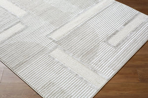Livabliss Wolly Art Deco Geometric Machine Woven Area Rug Polypropylene Blend for Living Rooms Ivory, White 5'3" x 7' WOY2300-537