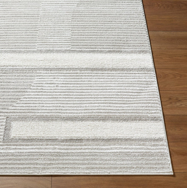 Livabliss Wolly Art Deco Geometric Machine Woven Area Rug Polypropylene Blend for Living Rooms Ivory, White 5'3" x 7' WOY2300-537