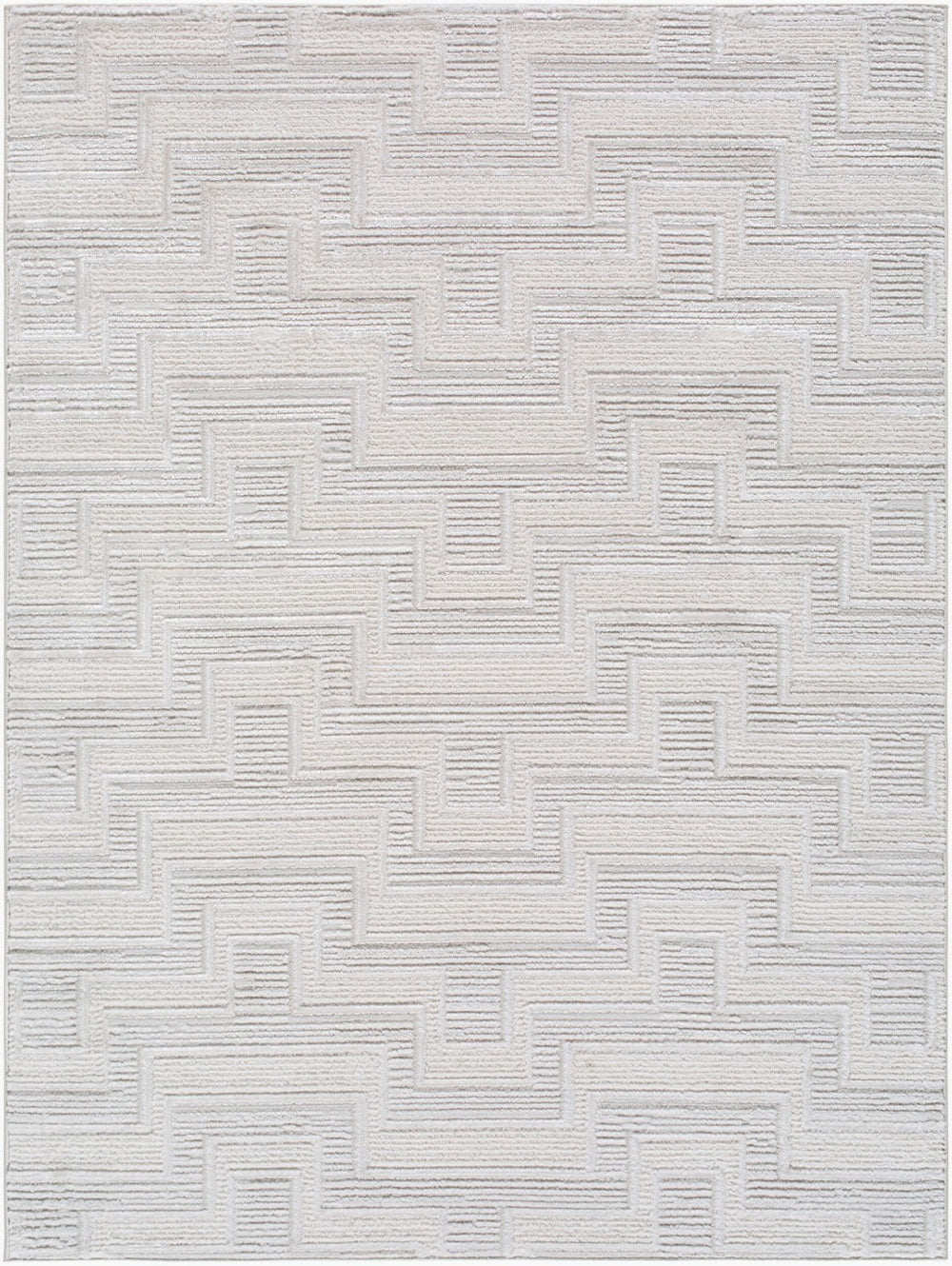 Livabliss Wolly Art Deco Machine Woven Polypropylene Area Rug for Living Dining Entryway Ivory, White 5'3" x 7' WOY2301-537