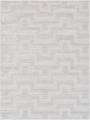 Livabliss Wolly Art Deco Machine Woven Polypropylene Area Rug for Living Dining Entryway Ivory, White 5'3" x 7' WOY2301-537