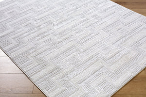 Livabliss Wolly Art Deco Machine Woven Polypropylene Area Rug for Living Dining Entryway Ivory, White 5'3" x 7' WOY2301-537