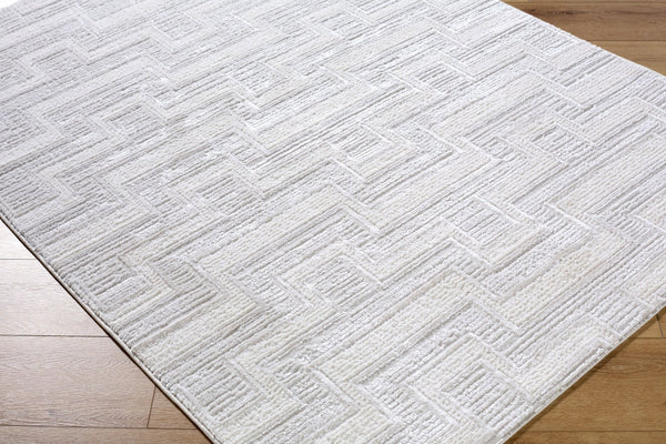 Livabliss Wolly Art Deco Machine Woven Polypropylene Area Rug for Living Dining Entryway Ivory, White 5'3" x 7' WOY2301-537