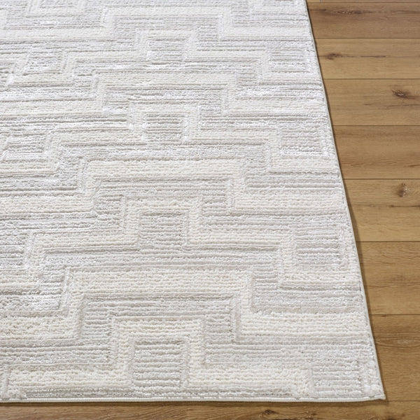 Livabliss Wolly Art Deco Machine Woven Polypropylene Area Rug for Living Dining Entryway Ivory, White 5'3" x 7' WOY2301-537