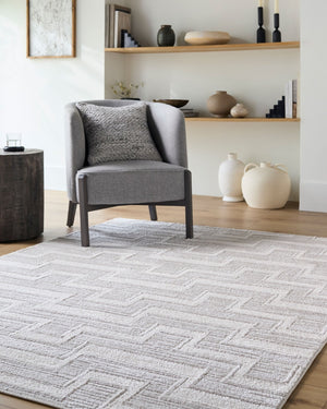 Livabliss Wolly Art Deco Machine Woven Polypropylene Area Rug for Living Dining Entryway Ivory, White 5'3" x 7' WOY2301-537