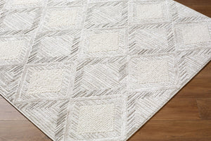 Livabliss Wolly Art Deco Machine Woven Polypropylene Area Rug for Living Room High Traffic Zones Ivory, Light Gr 5'3" x 7' WOY2302-537
