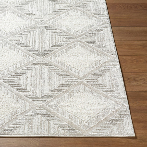 Livabliss Wolly Art Deco Machine Woven Polypropylene Area Rug for Living Room High Traffic Zones Ivory, Light Gr 5'3" x 7' WOY2302-537