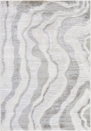 Livabliss Wolly Art Deco Machine Woven Area Rug Bold Geometric Pattern for Living Dining Rooms White, Ivory 6'7" x 9' WOY2307-679