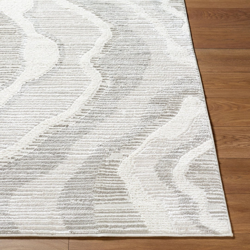 Livabliss Wolly Art Deco Machine Woven Area Rug Bold Geometric Pattern for Living Dining Rooms White, Ivory 6'7" x 9' WOY2307-679