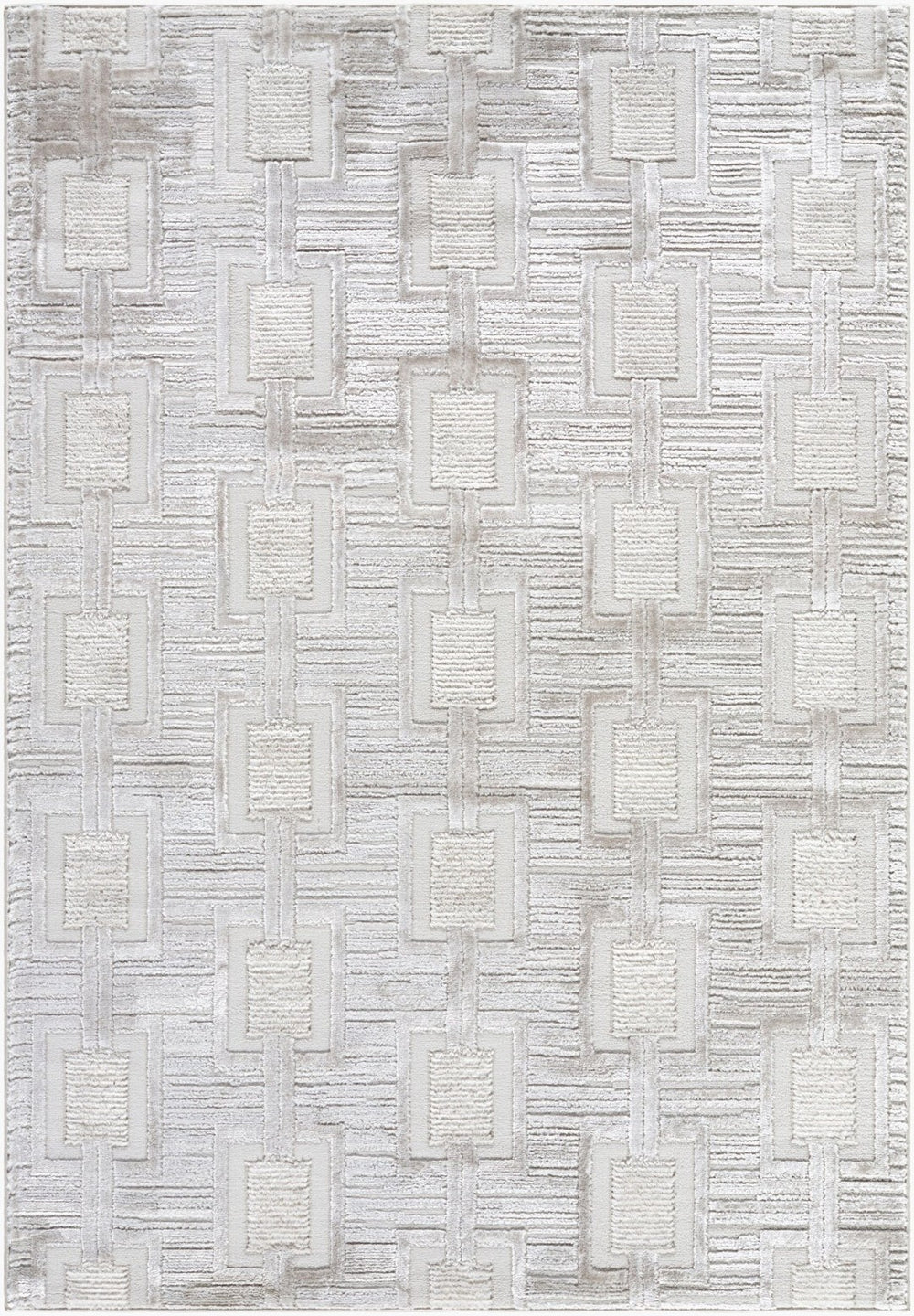 Livabliss Wolly Art Deco Machine Woven Polypropylene Area Rug for Living Room or Home Office Ivory, White 7'10" x 10' WOY2311-71010