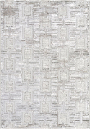 Livabliss Wolly Art Deco Machine Woven Polypropylene Area Rug for Living Room or Home Office Ivory, White 7'10" x 10' WOY2311-71010