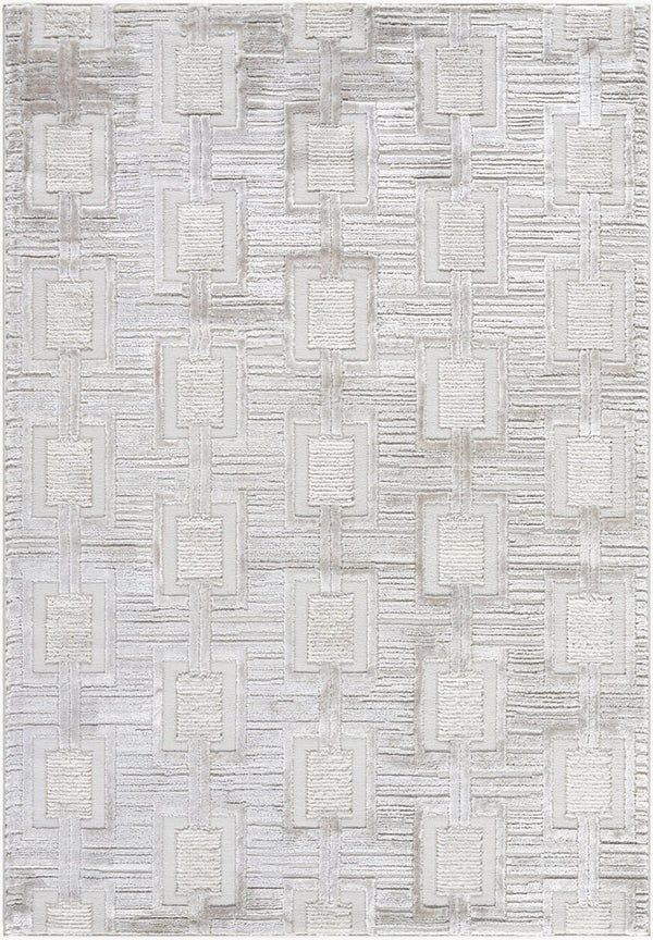 Livabliss Wolly Art Deco Machine Woven Polypropylene Area Rug for Living Room or Home Office Ivory, White 7'10" x 10' WOY2311-71010