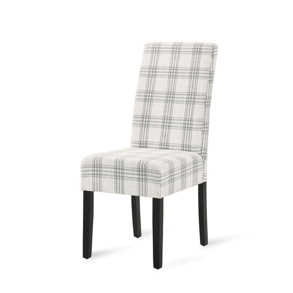 English Elm Christopher Knight Home® - DINING Chair with Plush Fabric Upholstery, Rubberwood Legs, Contemporary Minimalist Comfort and Style Grey Plaid 60162.00GRYPLD