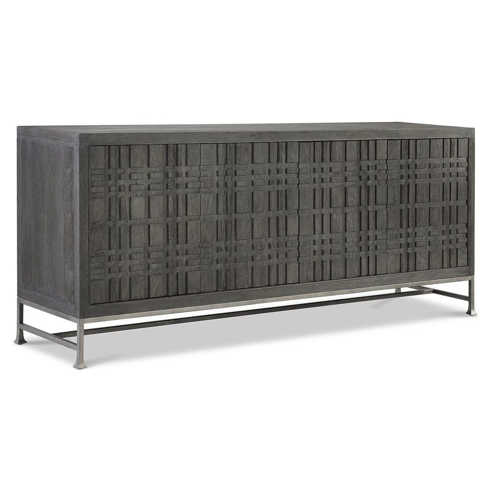 Bernhardt Bernhardt Tribeca Entertainment Credenza With Raised Geometric Front, Dark Tadon Finish & Cable Management 333880