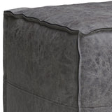 Hearth and Haven Tranquiluxe Faux Leather Square Pouf with Top Stitching Detail and Zipper B136P159280 Dark Grey