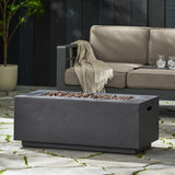 Christopher Knight Home® - Noble House - Aidan Outdoor 40,000 BTU Lightweight Concrete Rectangular Fire Pit (No Tank Holder)