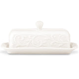 Opal Innocence Carved Porcelain Butter Dish, Chip-Resistant, Dishwasher Safe