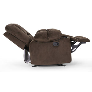 English Elm Christopher Knight Home® - Luxurious Manual Recliner Chair with Skin-Friendly Fabric, Dual Cup Holders, Ergonomic Padded Comfort Chocolate 57578.00CHO
