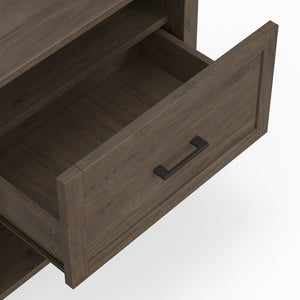 English Elm Ela Smoky Brown Bedside Table – Handcrafted Solid Wood, Shaker Drawer, X-Side Detail, Versatile End Table B136P158609