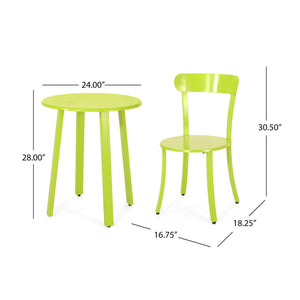English Elm Barbados Outdoor Iron Bistro Set Powder Coated Patio Furniture for Balcony or Garden 61840.00IRNGRN