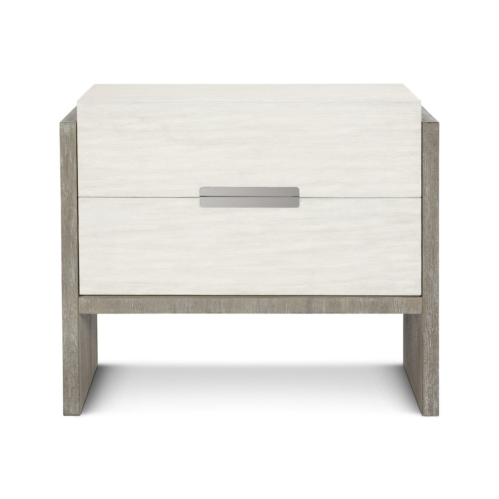 Bernhardt Bernhardt Modern-Rustic 2-Drawer Nightstand With Usb Charger, Soft-Close Drawers & Cerused Acacia Grain 306230