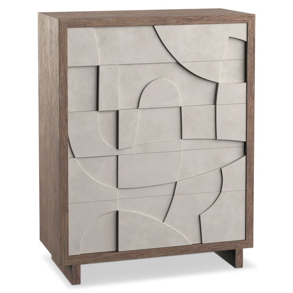 Bernhardt Bernhardt Casa Paros Tall Drawer Chest Reimagined: Rustic Modern 5-Drawer Faux Concrete Fronts, Playa Wood Finish With Soft-Close Mechanism 317118