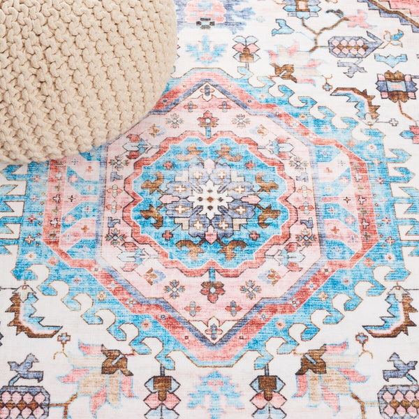 Safavieh Washable Printed Rug 322 Power Loomed Washable Rug Turquoise / Red WPR322K-2-SET2