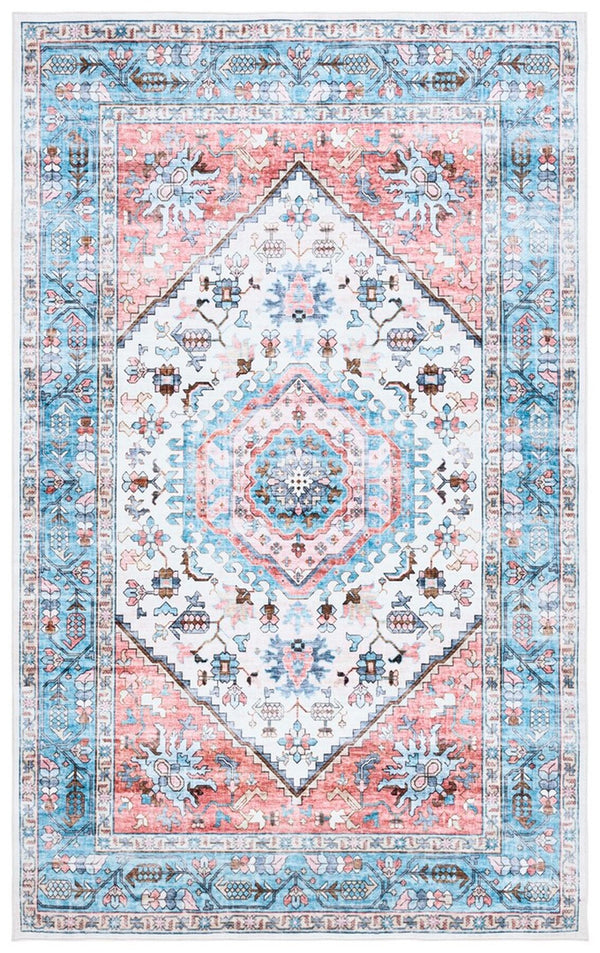 Safavieh Washable Printed Rug 322 Power Loomed Washable Rug Turquoise / Red WPR322K-2-SET2