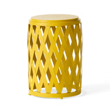 Christopher Knight Home® - Noble House - Selen Outdoor 14 Inch Diameter Matte Yellow Iron Side Table