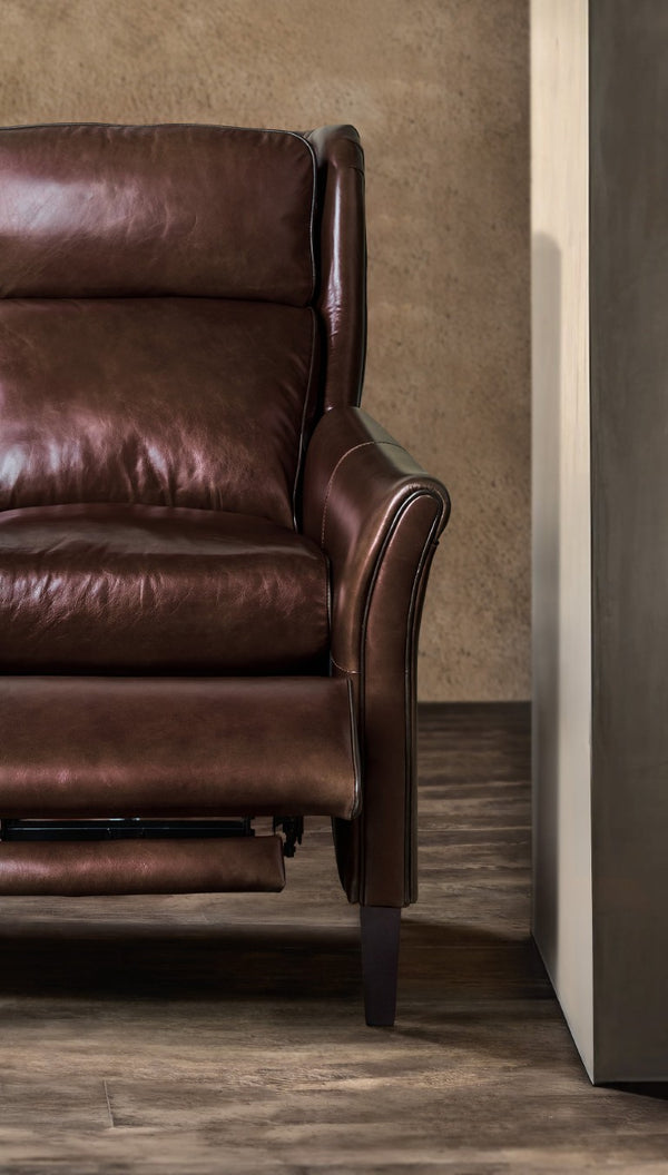 Hooker Furniture Henley Luxe Power Recliner In Top-Grain Aniline Leather With Power Headrest And Usb Charging Red RC826-PH-054