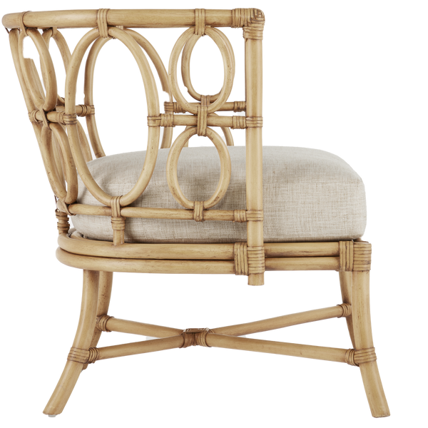 Tegal Natural Chair - Handcrafted Rattan with Leather Ties for Elegant Indoor & Beachside Living