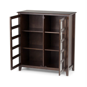 English Elm Burlington - Handcrafted Mahogany Brown Storage Cabinet With Glass Doors & Adjustable Shelves B136P159510