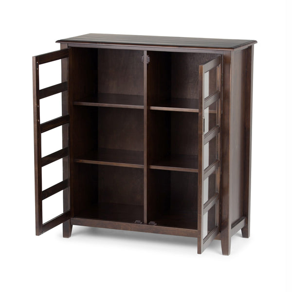 English Elm Burlington - Handcrafted Mahogany Brown Storage Cabinet With Glass Doors & Adjustable Shelves B136P159510