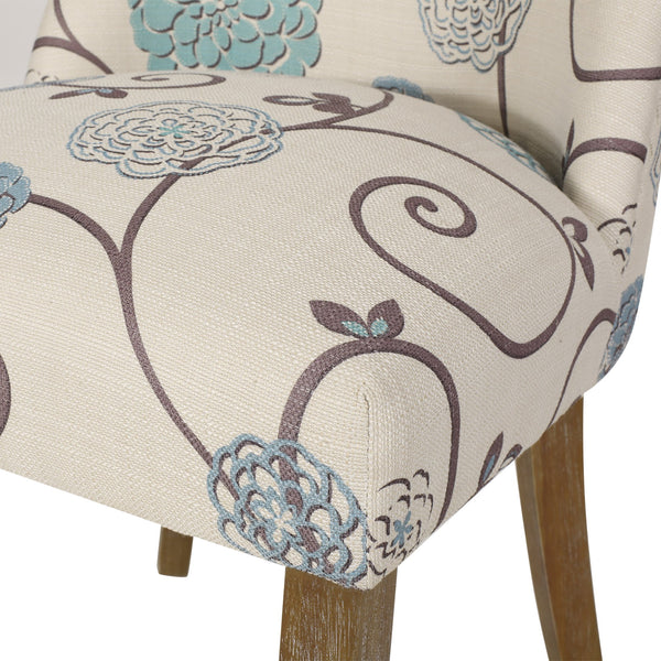 English Elm Fabric Dining Chairs with Nailhead Trim Plush Seat Rubberwood Legs Set of 2 72610.00WHTBLU