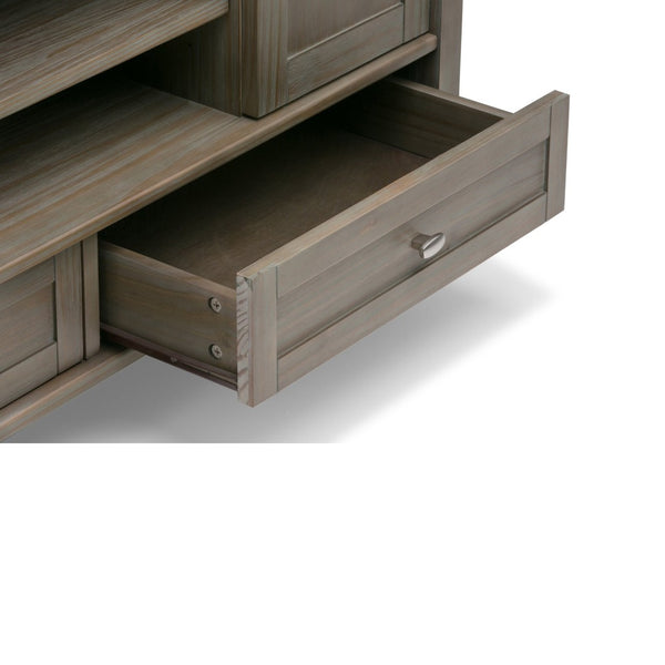 English Elm Warm Shaker Tv Media Stand - Handcrafted Distressed Grey, Rustic Charm With Ample Storage Solutions B136P159719-GIGA