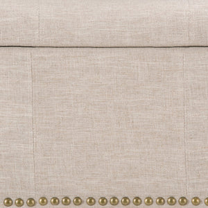 English Elm Kingsley Large Storage Ottoman in Natural Linen Look Fabric with Nailhead Trim & Child-Safe Hinge B136P159920