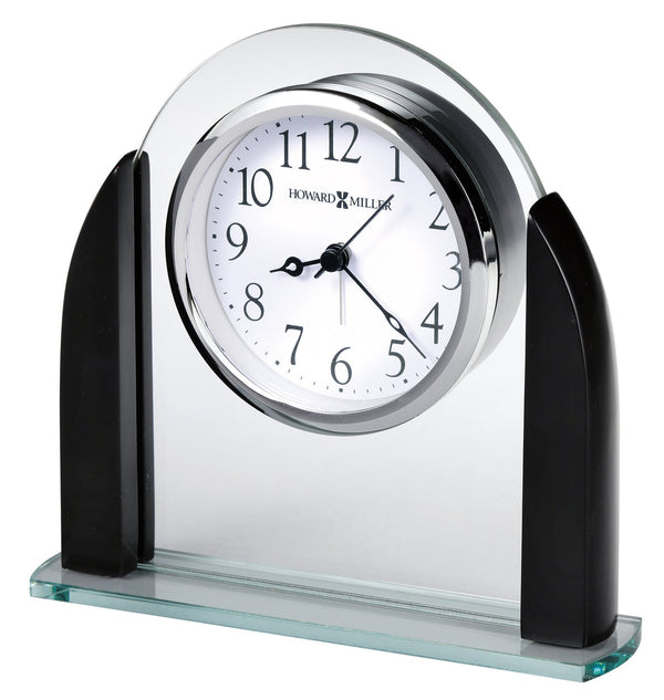 Hekman Furniture 645822 Elegant Glass Table Clock With Modern Design, Quartz Movement & Sturdy Black Wood Base  Aden Tabletop Clock 645822