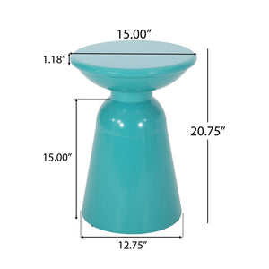 English Elm Outdoor Powder-coated Iron Pedestal Side Table for Patio and Lounge Spaces 73615.00T