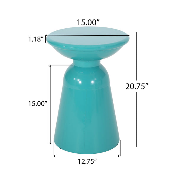 English Elm Outdoor Powder-coated Iron Pedestal Side Table for Patio and Lounge Spaces 73615.00T
