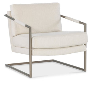 Hooker Furniture Moody Inverness Natural Upholstered Metal Chair With Fabric-Wrapped Arms & Polished Stainless Frame CC211-405