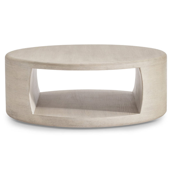 Bernhardt Bernhardt Lucerne Round Resin Cocktail Table with Wood Grain Texture and Casters 393014