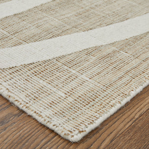 Feizy Rugs Peconic Handcrafted Wool Area Rug - Modern Geometric Design With High-low Pile For Any Space Tan,Ivory Wool T23t8009lin000c00