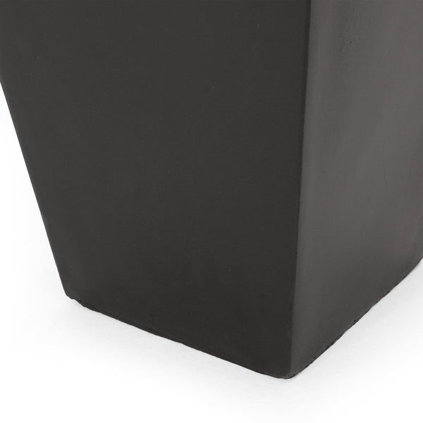 English Elm 13" Mgo Cast Stone Tapered Square Planter Architectural Matte Black Patio Accent Rust 69574.00BLK