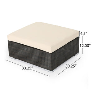 English Elm Christopher Knight Home® - SANTA SANTA ROSA Ottoman with Water-Resistant Cushion, Aluminum Frame, Faux Rattan Outdoor Seating Multi 57546.00ALUMBRN