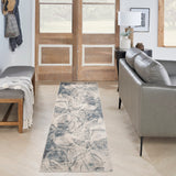 Nourison Astra Machine Washable ASW14 Machine Made Power-loomed Borderless Design Indoor Only Modern  Rug Silver Blue, Silver Blue 100% Polyester 99446977779