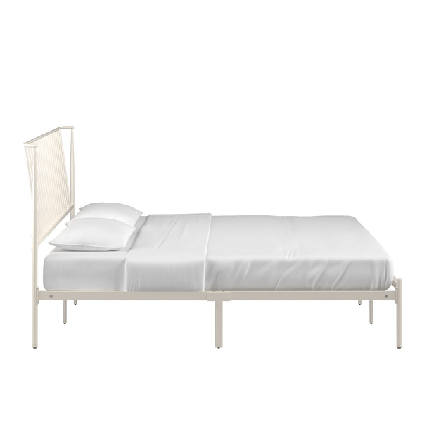 Homelegance By Top-Line Dante Metal Platform Bed with Curved Metal Headboard White Metal