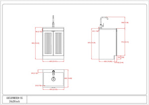 English Elm Murphy 24" Compact Laundry Cabinet With Deep Stainless Steel Sink & High-Arch Faucet For Small Spaces B136P158807