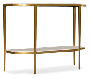 Hooker Furniture Commerce Travertine Console Table With Luxe Metal Frame, Sculpted Shelf For Entryway Storage And Style Gold 7228-80012-00