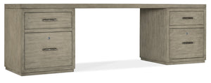 Hooker Furniture Linville Executive 96" Oak Veneer Desk In Mink Finish With Dual Locking Files And Fully Finished Back Medium Wood 6150-10921-85